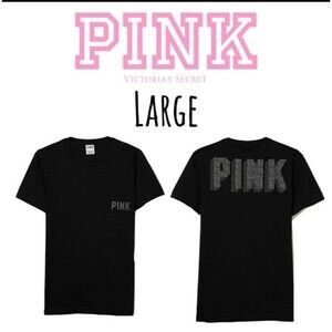 Victorias Secret PINK bling campus tee shirt black shine
